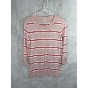 J. Crew Striped Sweater Size S Pink 3/4 Sleeves